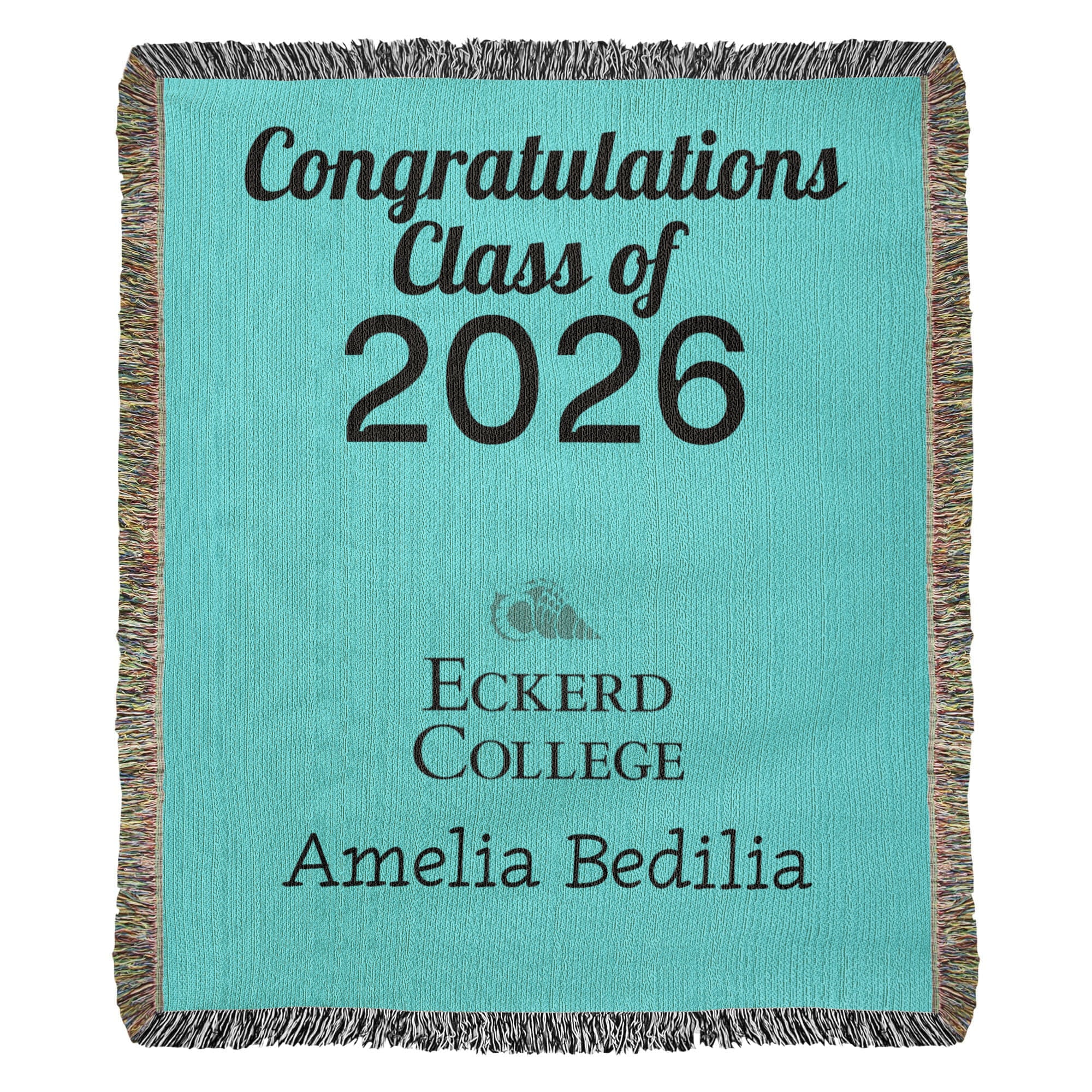 blanket woven college logo graduate student graduation