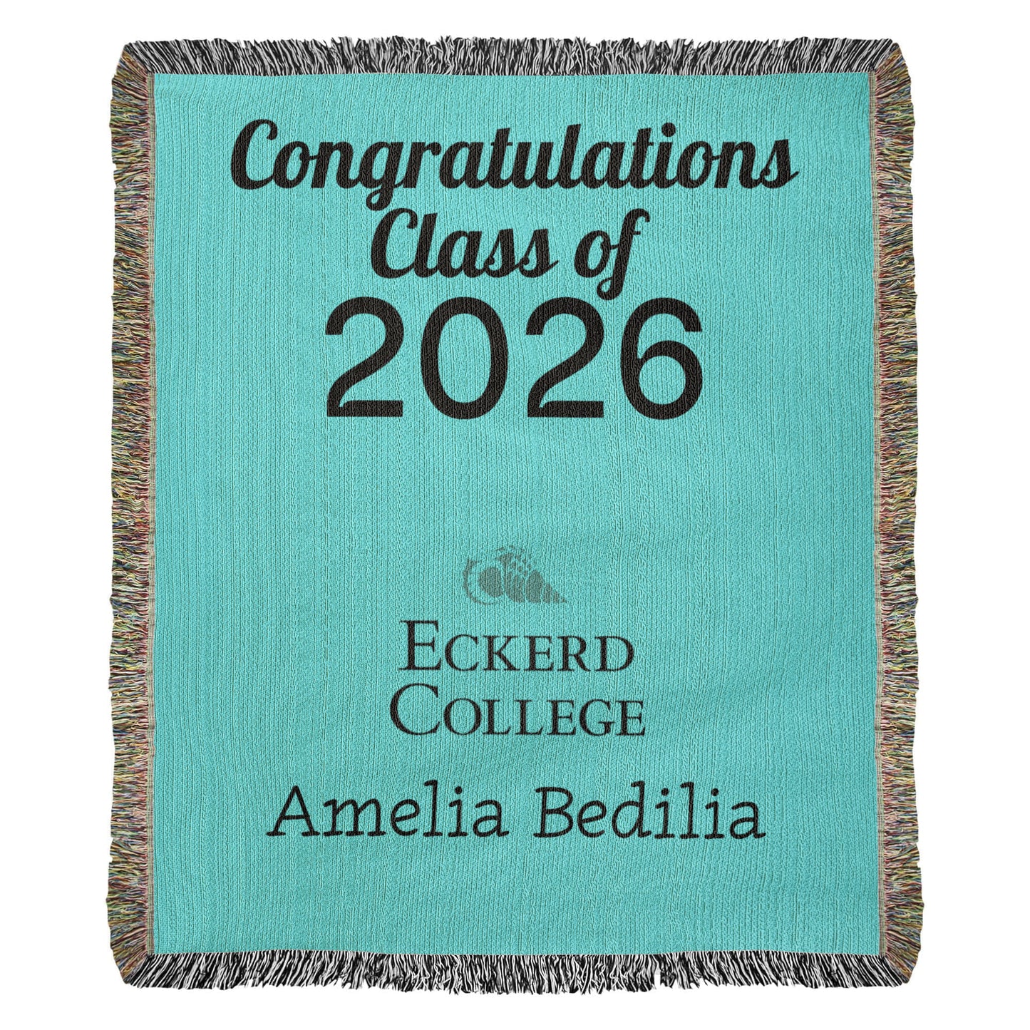 blanket woven college logo graduate student graduation