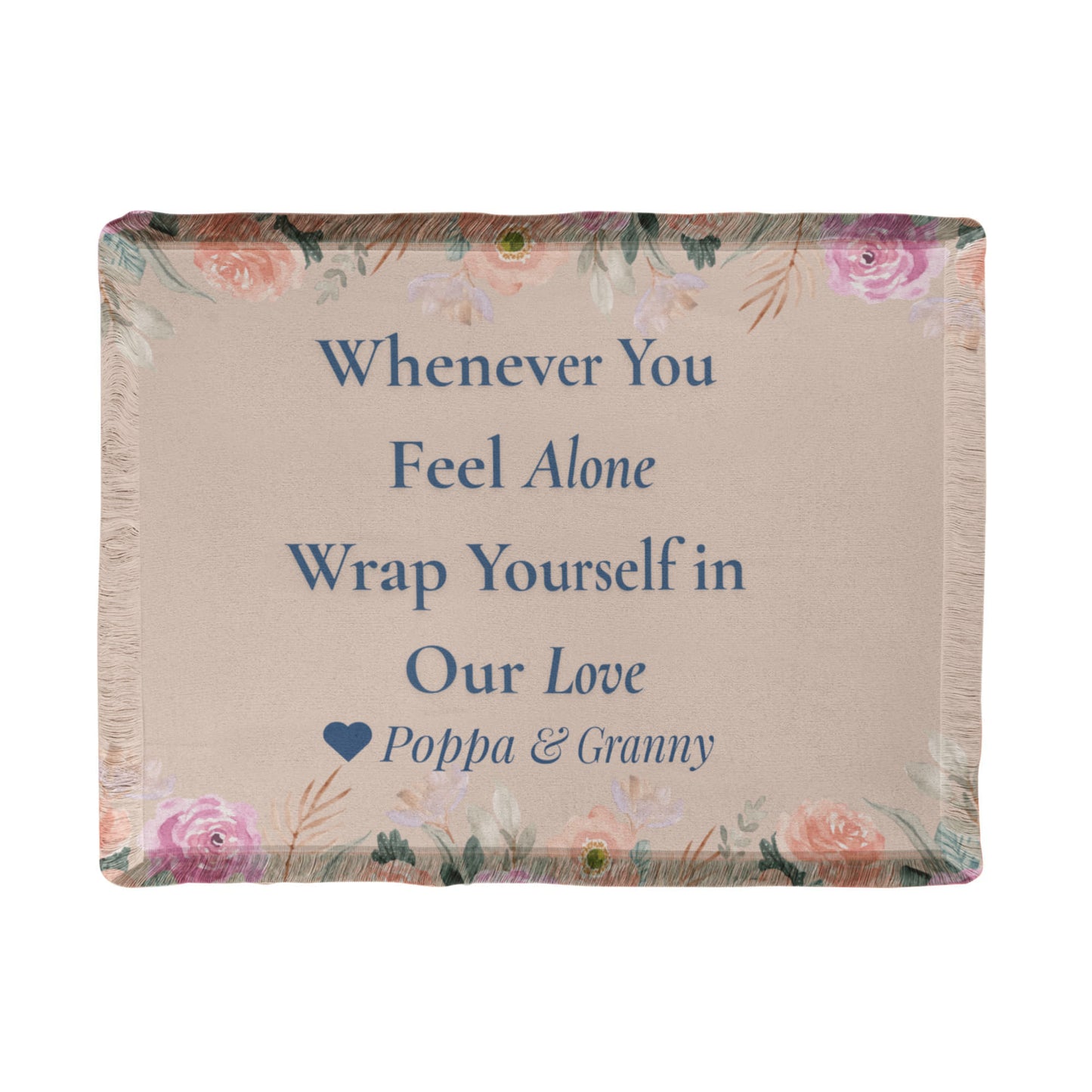 Customized Flower Love Wrapped Woven Blanket (landscape)