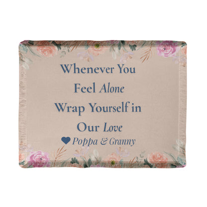 Customized Flower Love Wrapped Woven Blanket (landscape)
